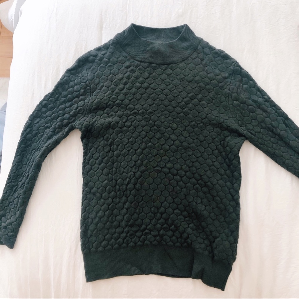 Forest Green Sweater in Honeycomb Knit